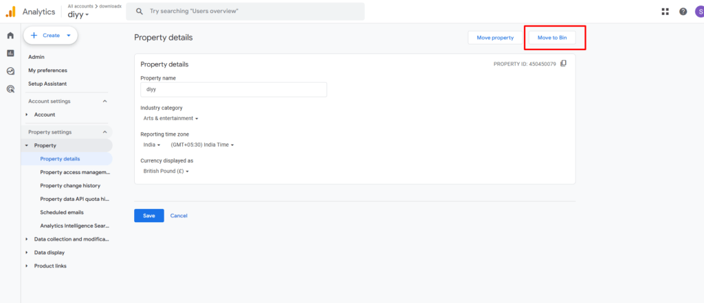How to delete Google Analytics 4 property